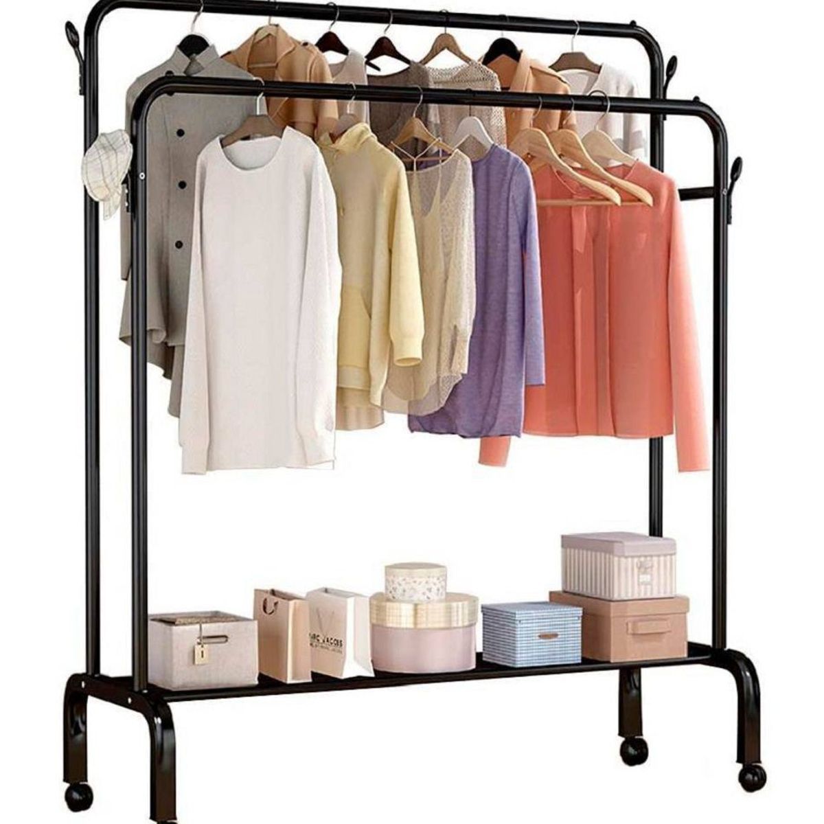 GENERICO - Estante Organizador Ropa Perchero Con Ruedas PB Blanco