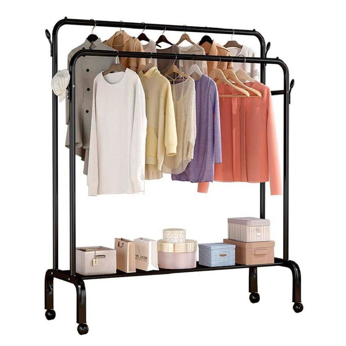 GENERICO - Estante Organizador Ropa Perchero Con Ruedas PB Blanco