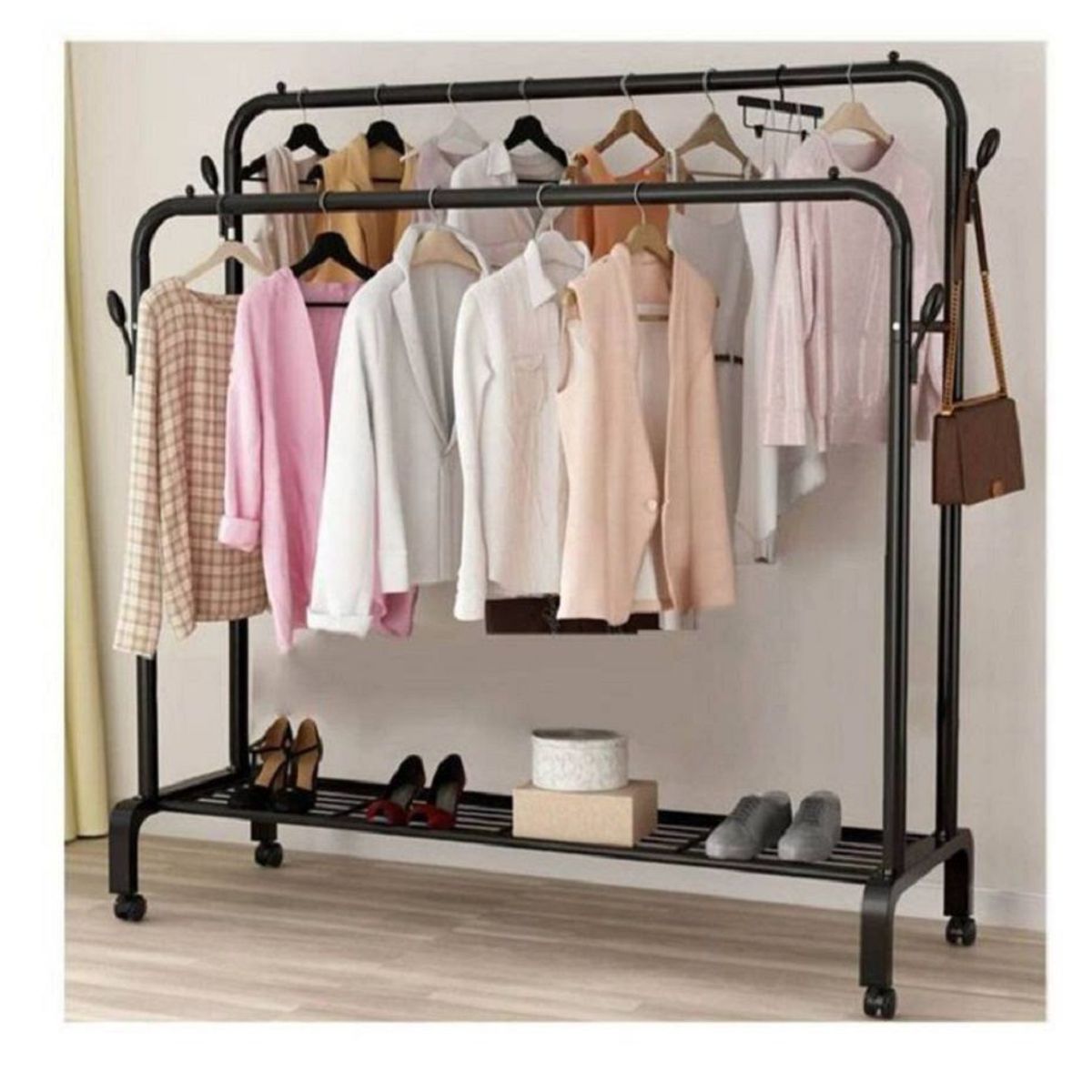 GENERICO - Estante Organizador Ropa Perchero Con Ruedas PB Blanco