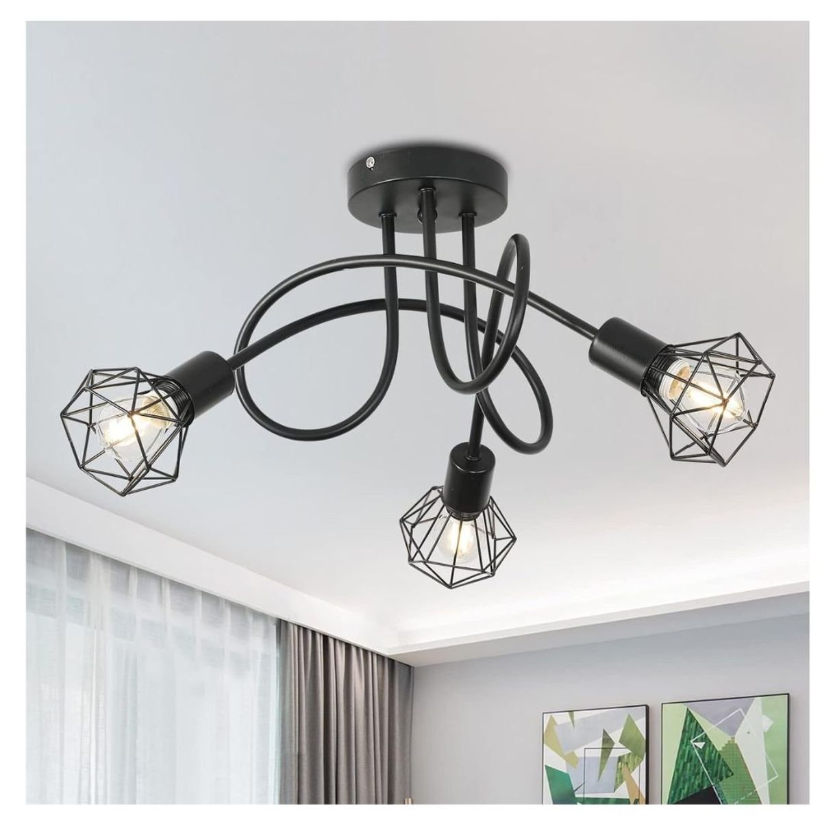 GENERICO - Lámpara de techo de hierro Retro incluye bombillas