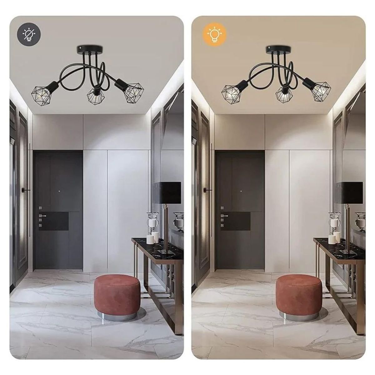 GENERICO - Lámpara de techo de hierro Retro incluye bombillas