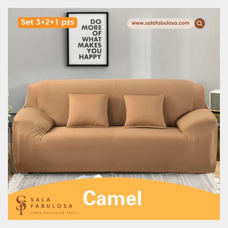 SALA FABULOSA - Funda de mueble 3-2-1 pzs lycra nacional Camel