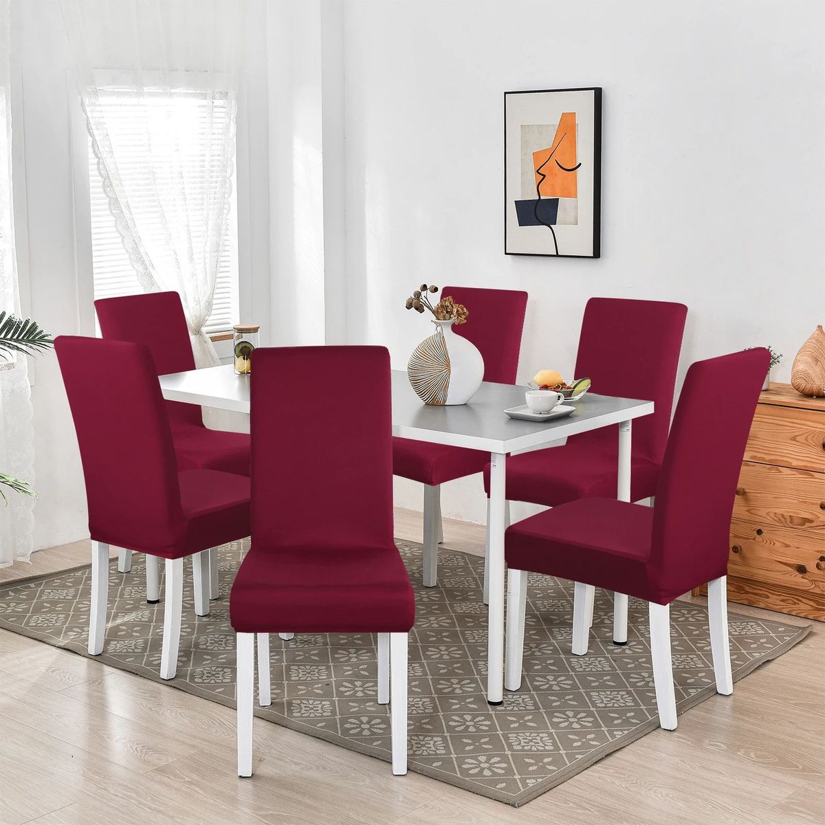 SALA FABULOSA - Funda protectora de silla Lycra Set 8 pzs VINO Sala fabulosa