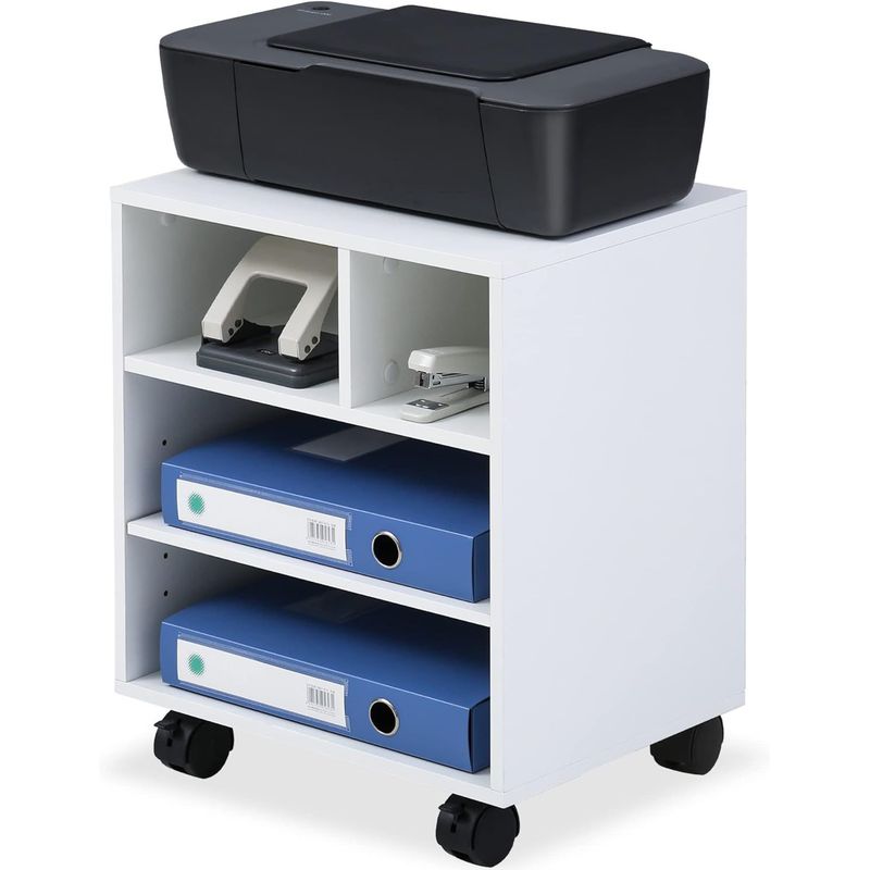 GENERICO - Mueble Auxiliar para impresora de melamina blanco