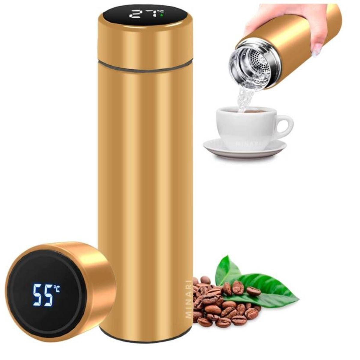 OEM - Botella de agua deportiva inteligente con pantalla LED de temperatura