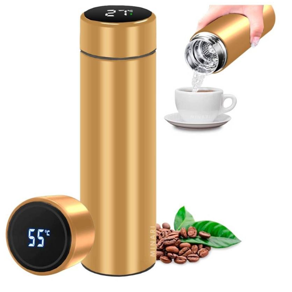 OEM - Botella de agua deportiva inteligente con pantalla LED de temperatura