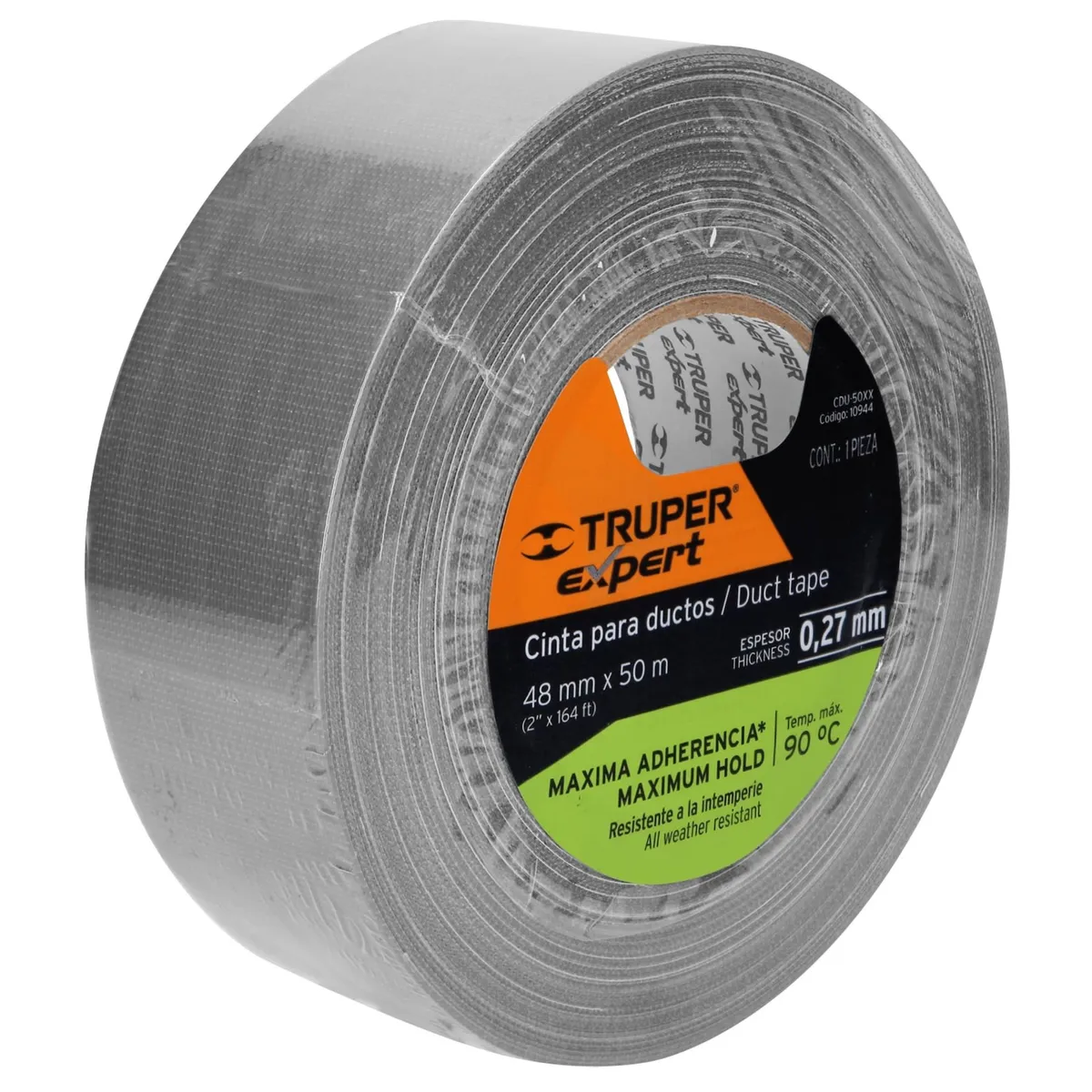 TRUPER - Cinta Duct Tape 2 x 50m sella ductos Plateado TRUPER EXPERT