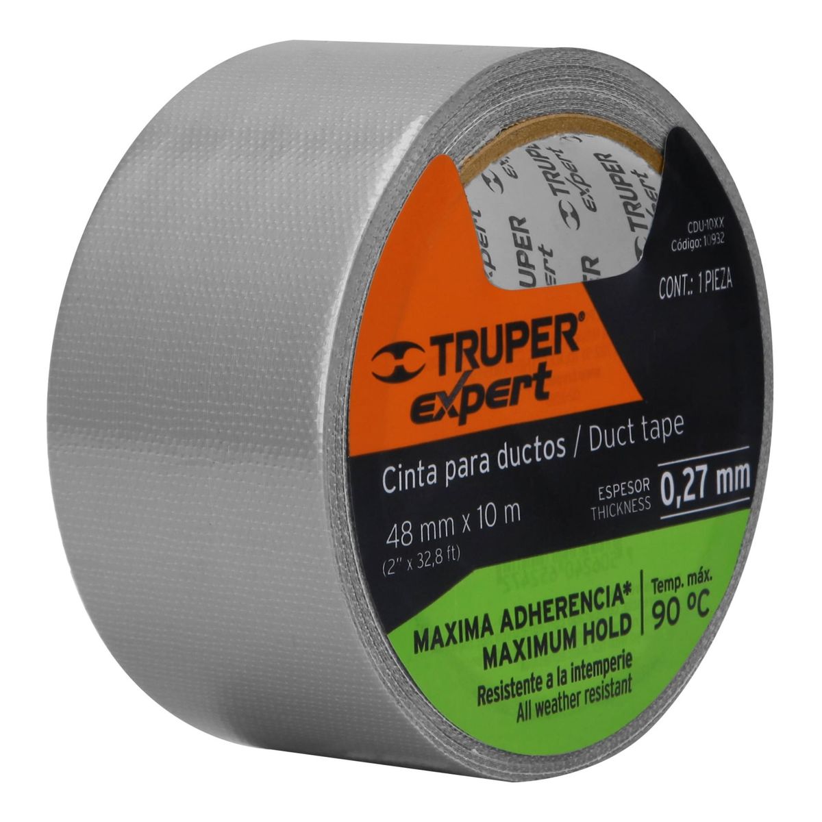 TRUPER - Cinta Duct Tape 2 x 10m sella ductos Plateado TRUPER EXPERT