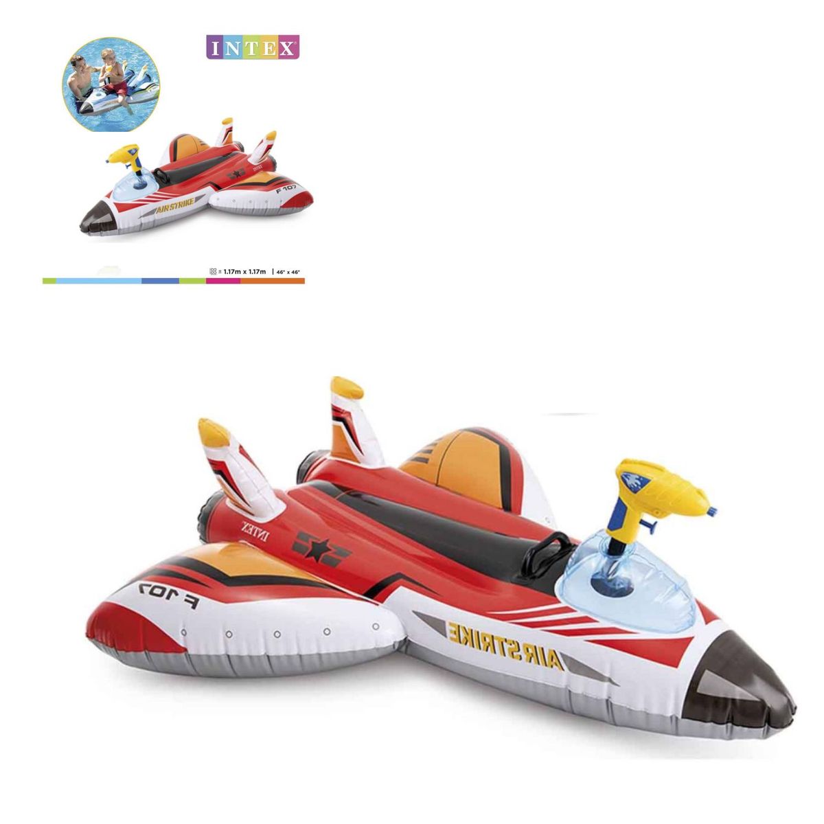 INTEX - Flotador Avion con Pistola de Agua 117X117 R
