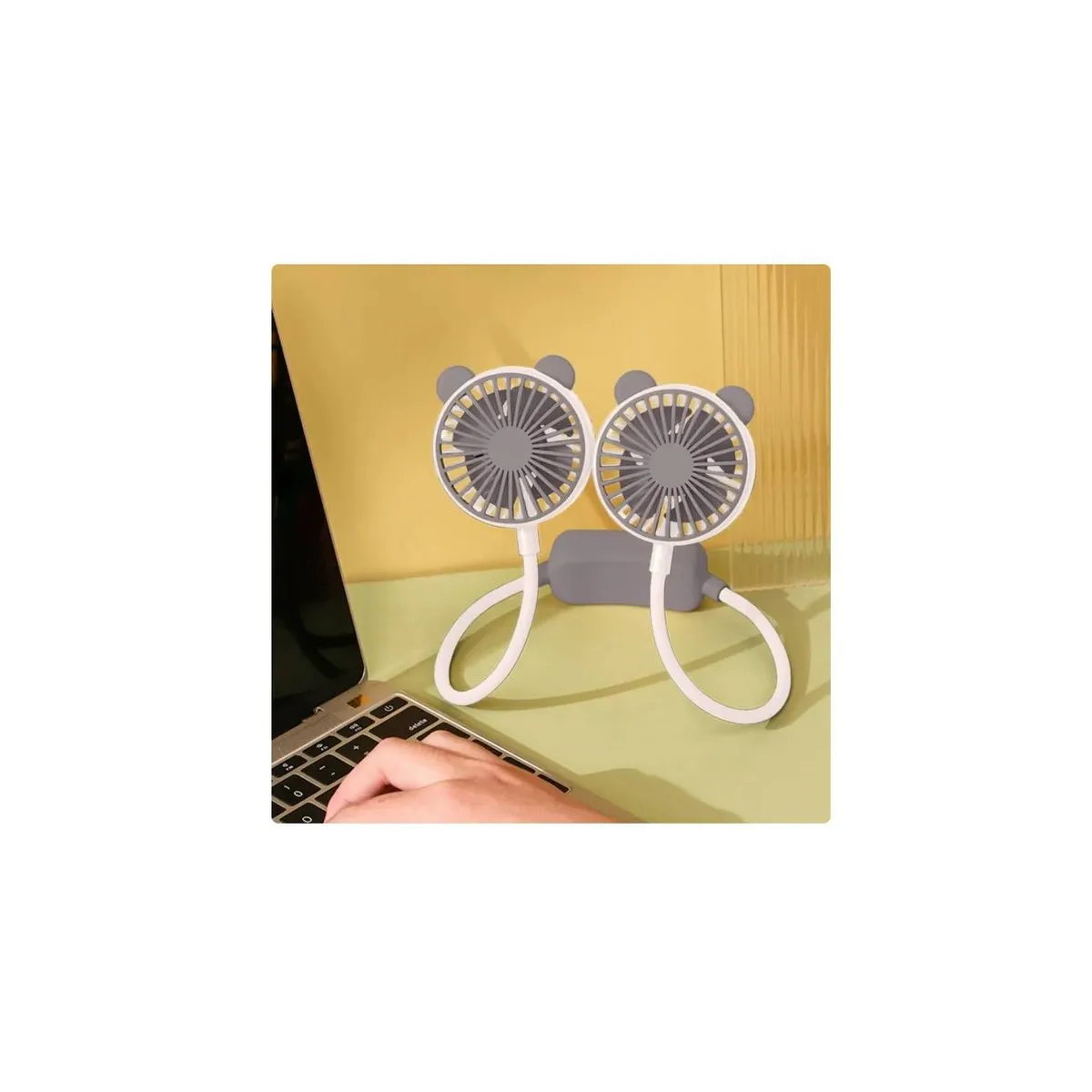 GENERICO - Mini ventilador de cuello portátil 2 velocidades USB Kawai