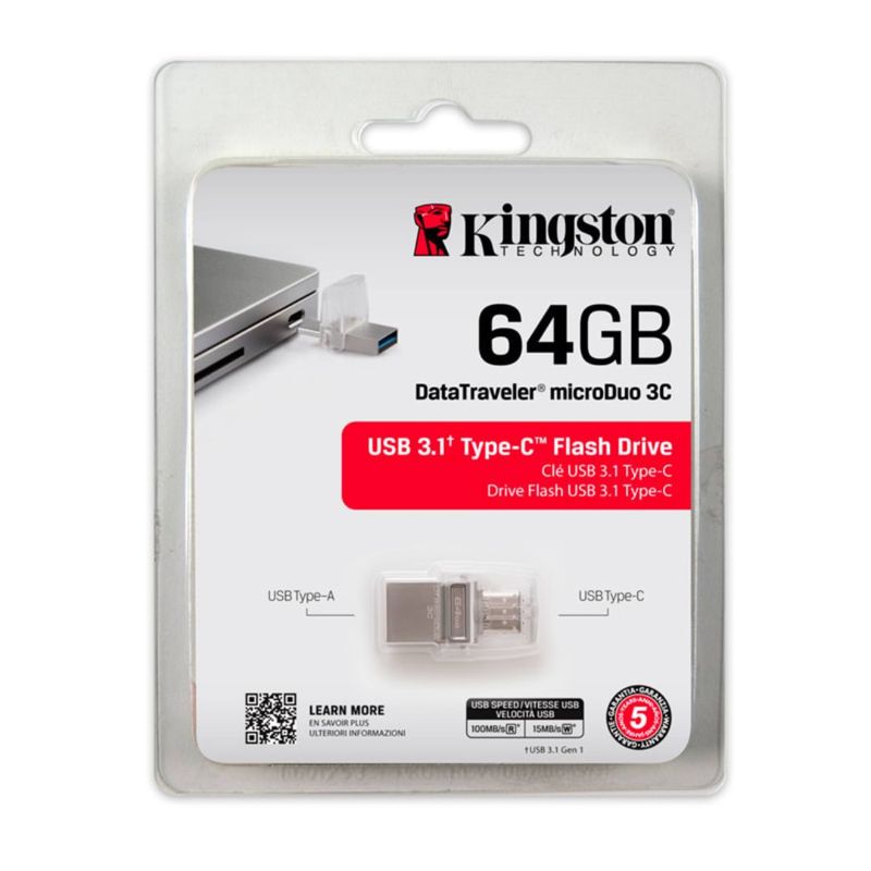 GENERICO - MEMORIA FLASH USB KINGSTON DT MICRODUO 3C 64GB DTDUO3C64GB