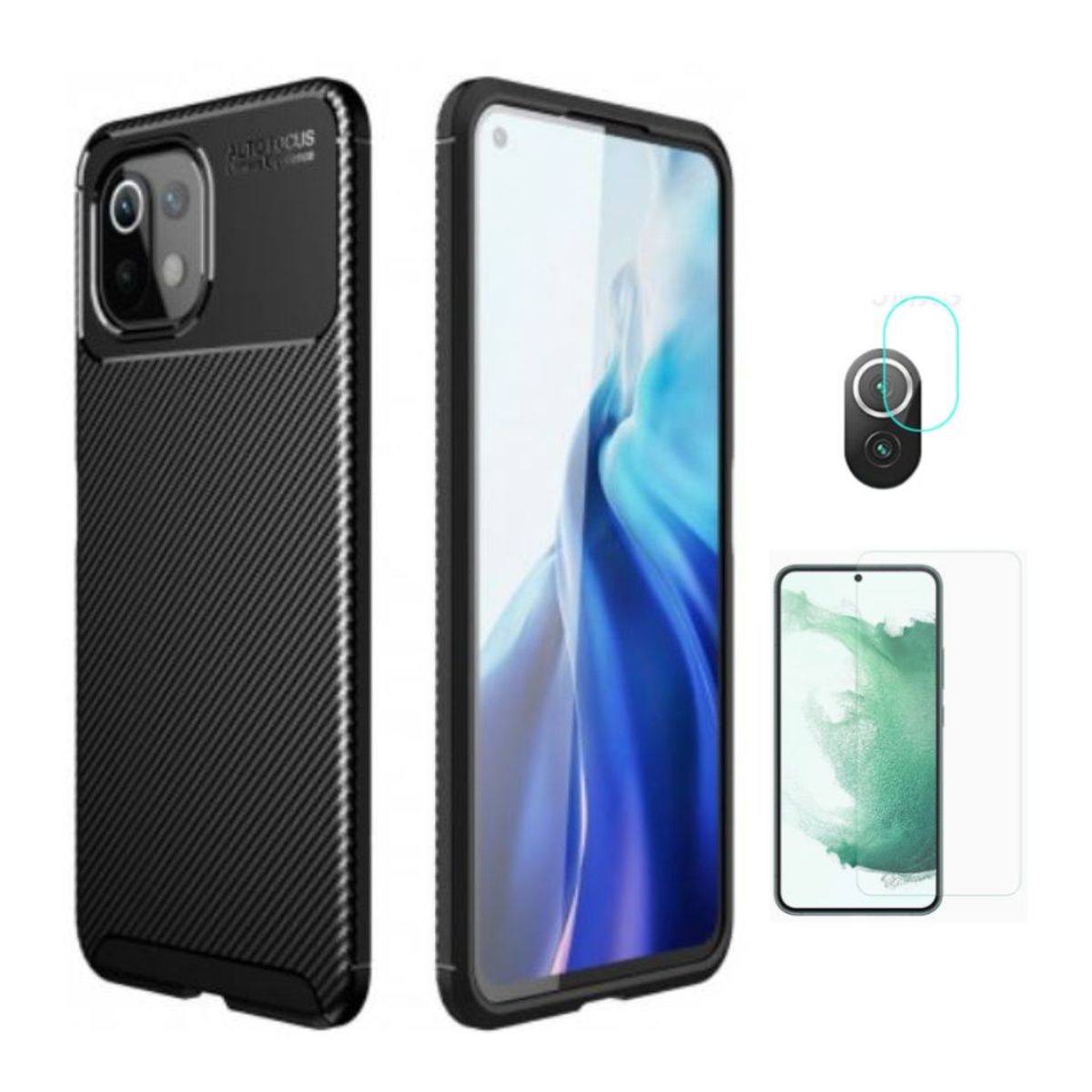 CARBONELL - CASE CARBONO AUTOFOCUS XIAOMI MI 11 LITE Y VIDRIOS