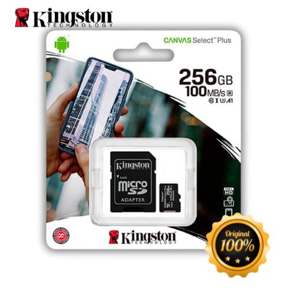 KINGSTON - Microsd Kingston Canvas Select Plus 256Gb + Adaptador Sd