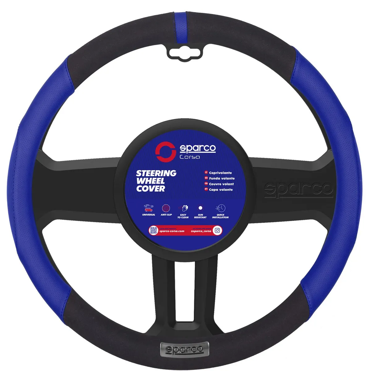 SPARCO - FUNDA CUBRE VOLANTE PARA AUTO SPARCO AZUL CON NEGRO SPC103BL