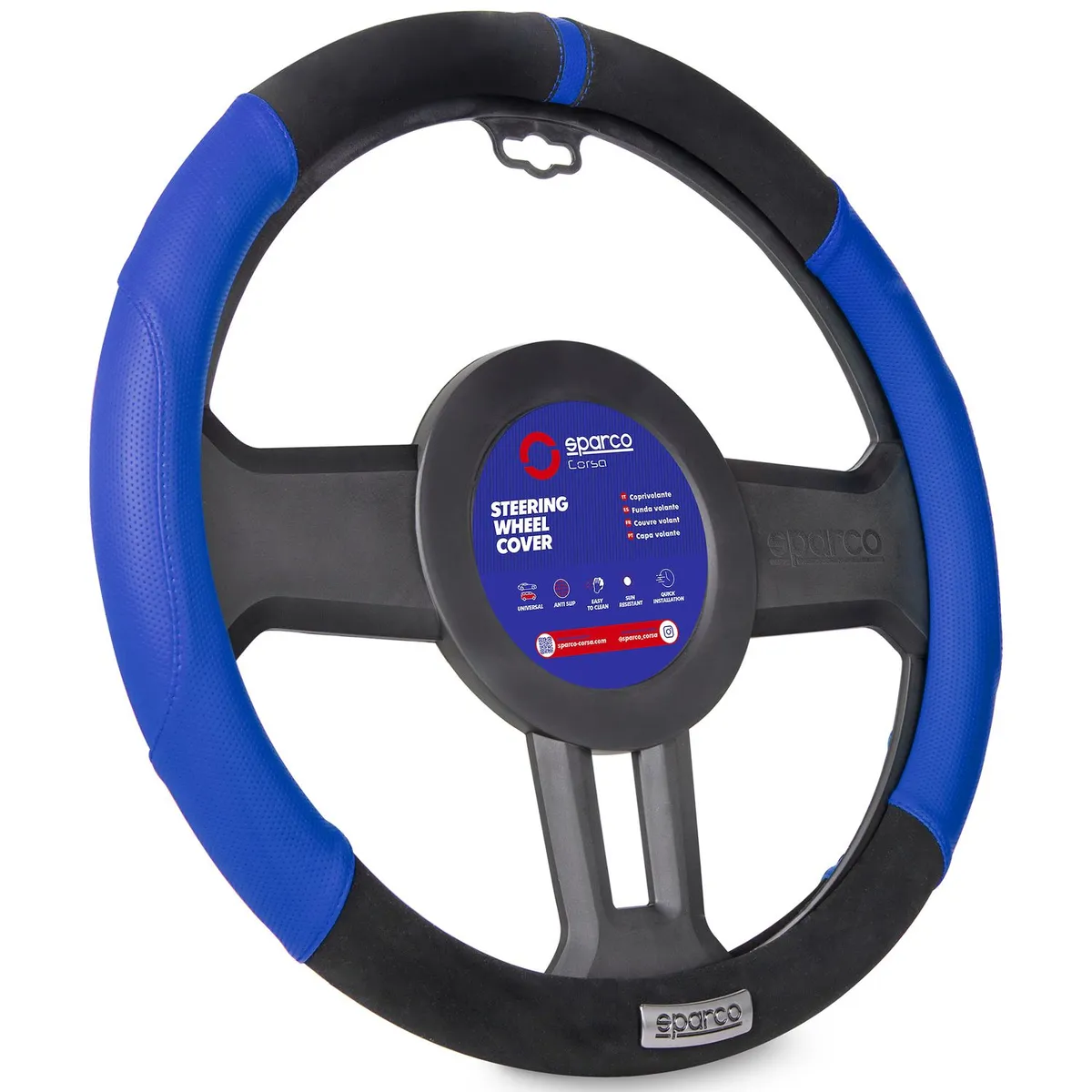 SPARCO - FUNDA CUBRE VOLANTE PARA AUTO SPARCO AZUL CON NEGRO SPC103BL