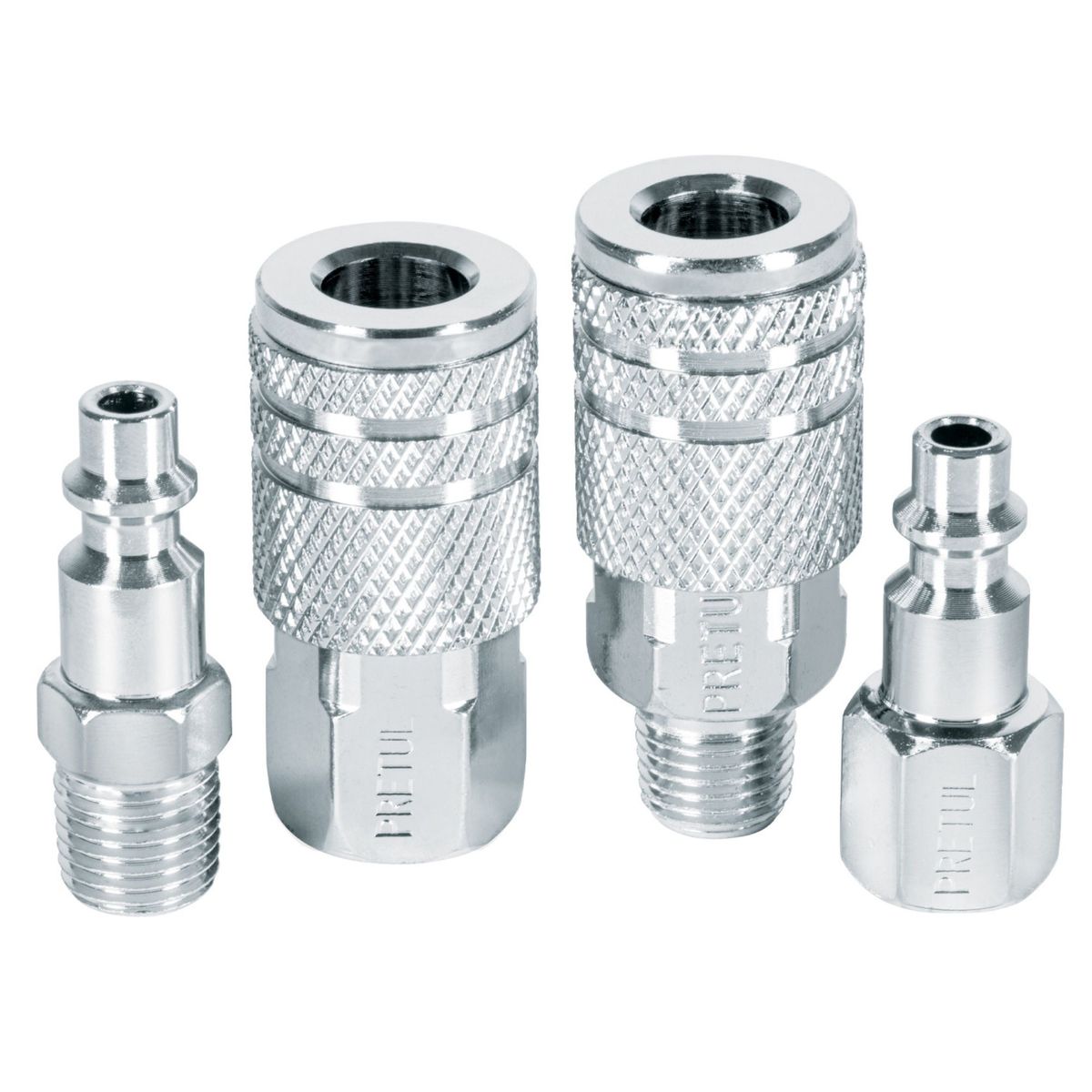 PRETUL - CONECTORES ACOPLES RAPIDOS 4 UNIDADES PARA COMPRESORA DE AIRE