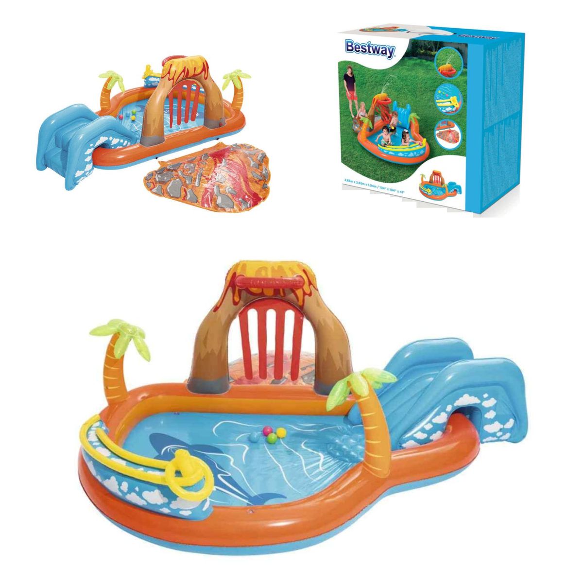 BESTWAY - Parque Acuatico Inflable Volcan 265x265x104