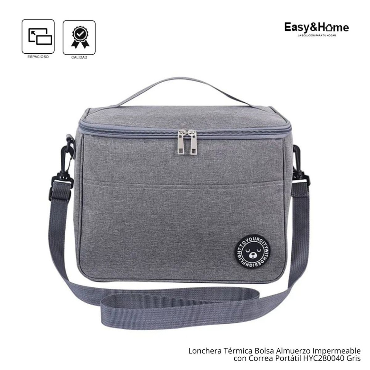 EASY&HOME - Lonchera Térmica Bolsa Almuerzo Impermeable EasyHome HYC280040 Gris