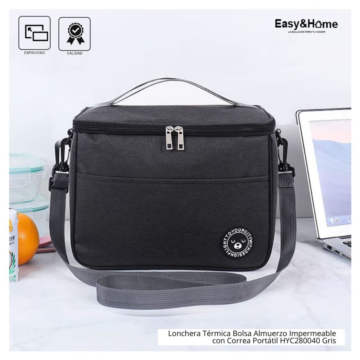 EASY&HOME - Lonchera Térmica Bolsa Almuerzo Impermeable EasyHome  HYC280039 Negro
