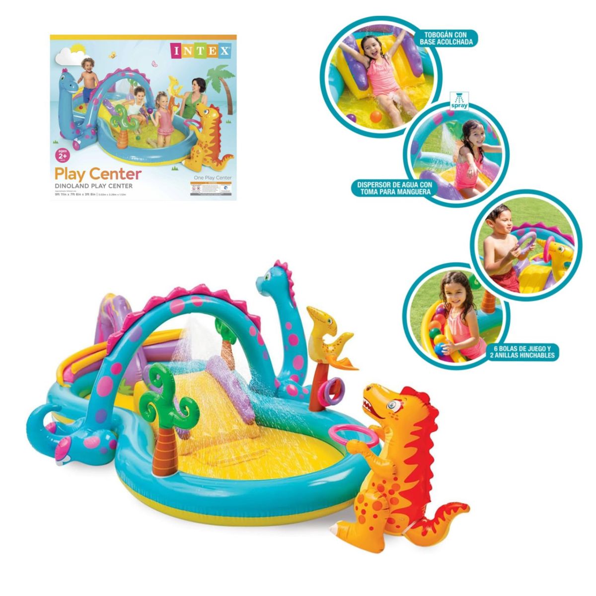 INTEX - Centro de Juegos Inflable Dinosaurio  302x229x112