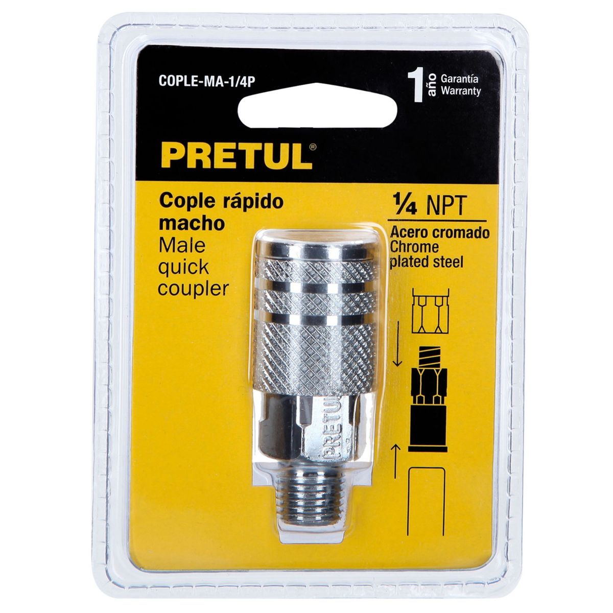 PRETUL - CONECTOR ACOLE RAPIDO MACHO  PARA COMPRESORA DE AIRE