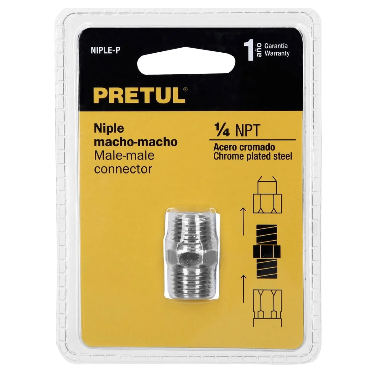 PRETUL - CONECTOR Niple acero cuerda 14 PARA COMPRESORA DE AIRE