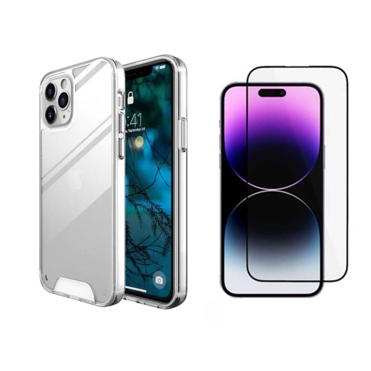 CASE - CASE SPACE TRANSPARENTE + MICA DE VIDRIO PARA IPHONE 12 PRO MAX