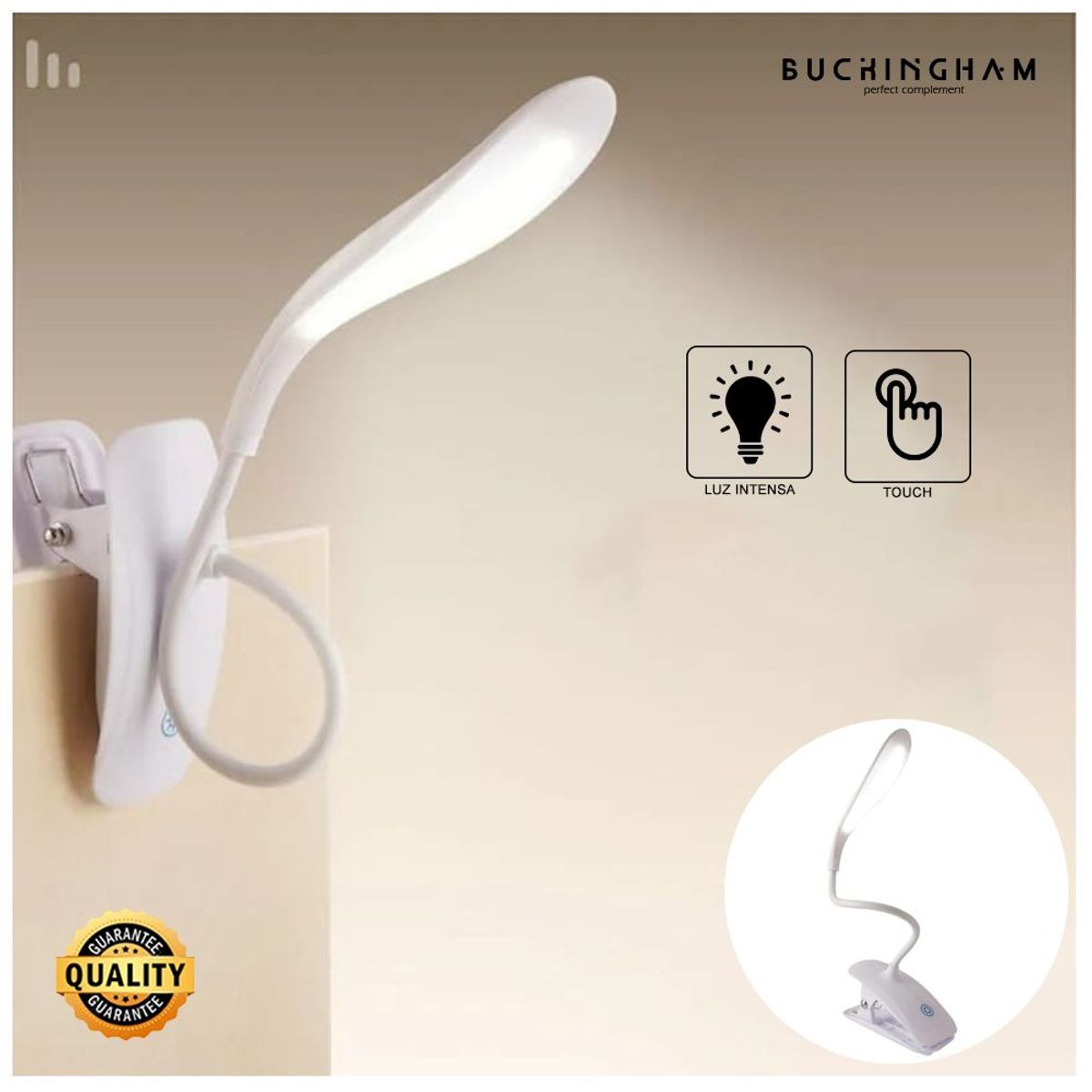 GENERICO - Lámpara de Lectura Dimmer Clip Flexible DYH390006 Blanco