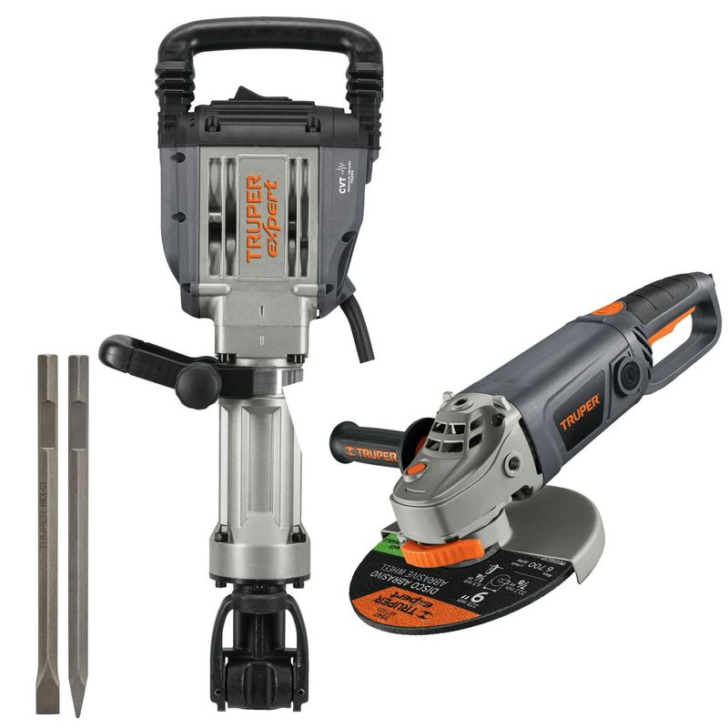 TRUPER - COMBO Martillo demoledor 1600W AMOLADORA 9 2000W Truper Expert