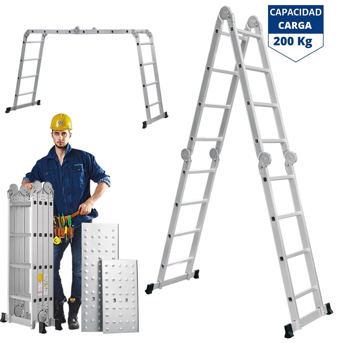 TRUPER - COMBO Escalera multiposición 16 peldaños Rotomartillo 6 JOULES MALETA