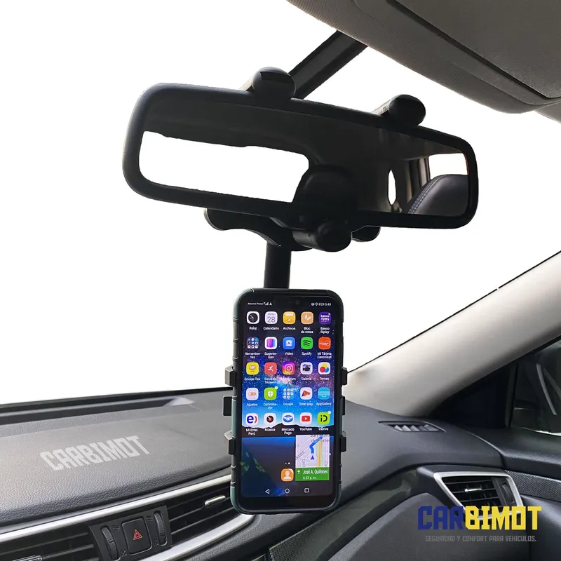 GENERICO - SOPORTE PORTA CELULAR HOLDER PARA ESPEJO RETROVISOR DE AUTOS