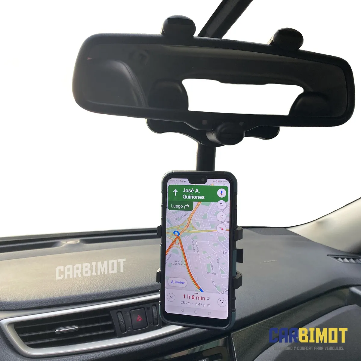 GENERICO - SOPORTE PORTA CELULAR HOLDER PARA ESPEJO RETROVISOR DE AUTOS