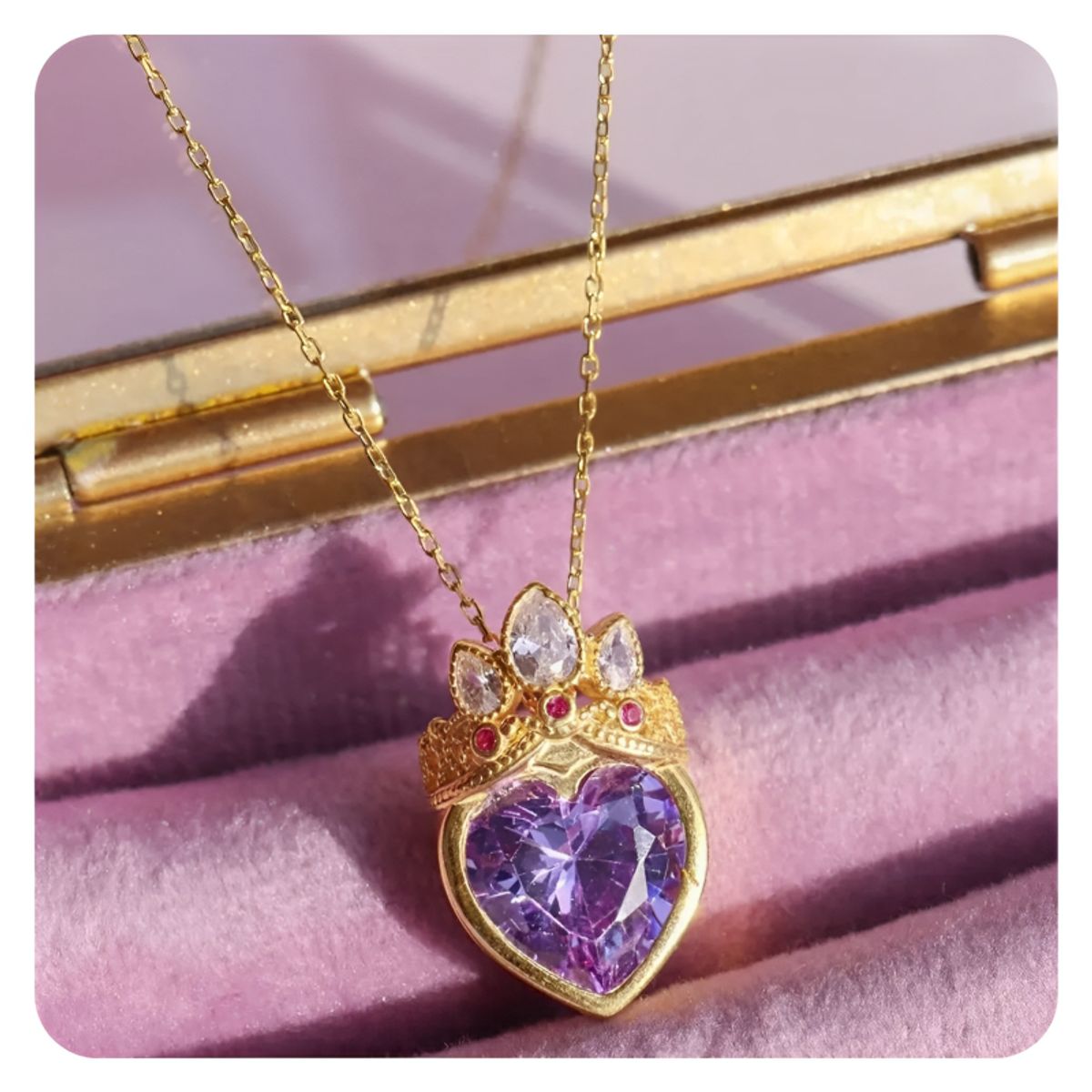 GENERICO - Collar Mujer Corona Princesa Rapunzel Corazón Regalo Acero