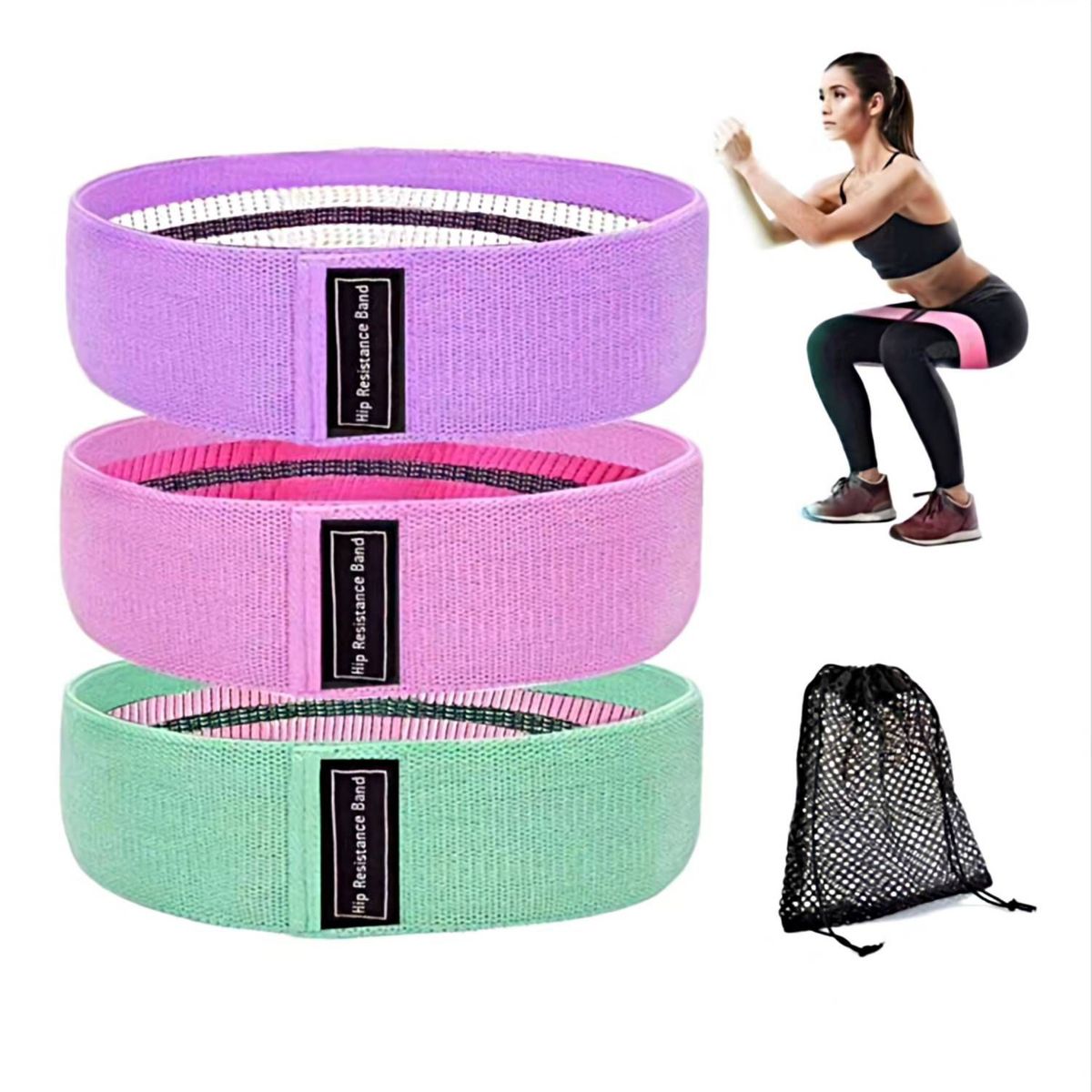 GENERICO - Set de 3 Bandas de Resistencia de Tela para Ejercicios