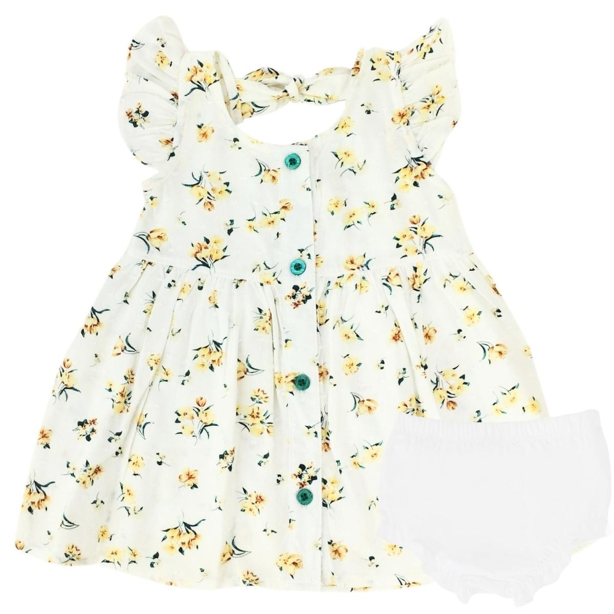 GENERICO - Vestido bebé - Lola - Flores - Amarillo