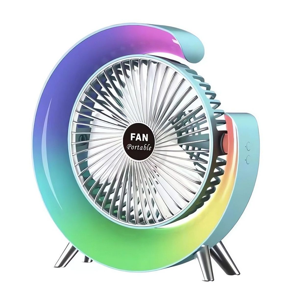 GENERICO - Ventilador Portátil de 3 Velocidades Con Luces RGB