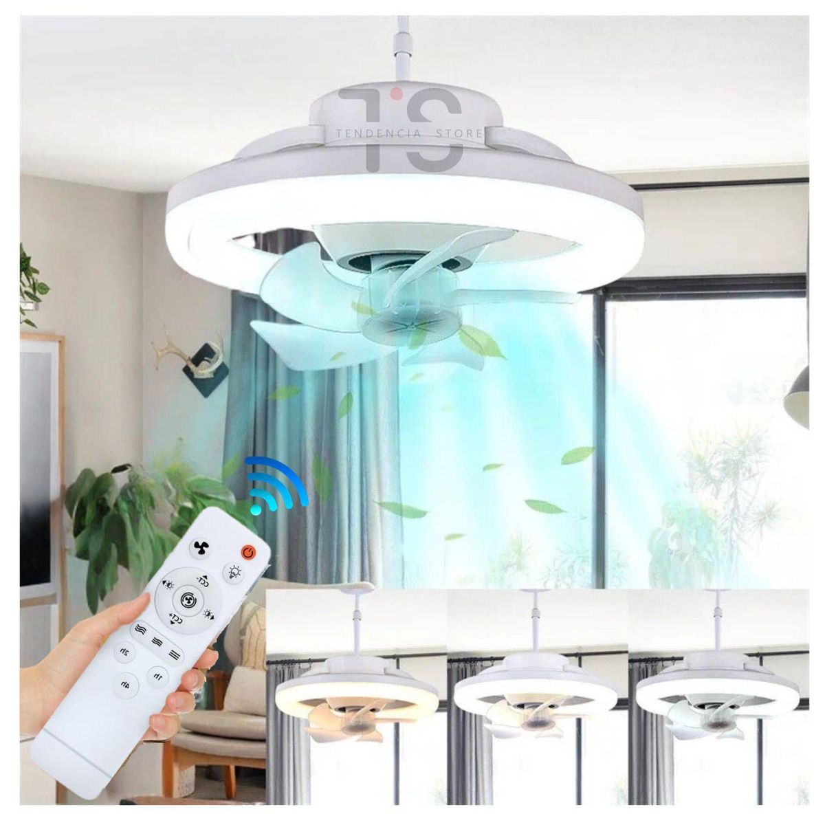 GENERICO - Foco Ventilador Smart Home 3 en 1 LED RGB 360° Aromaterapia C/Remoto