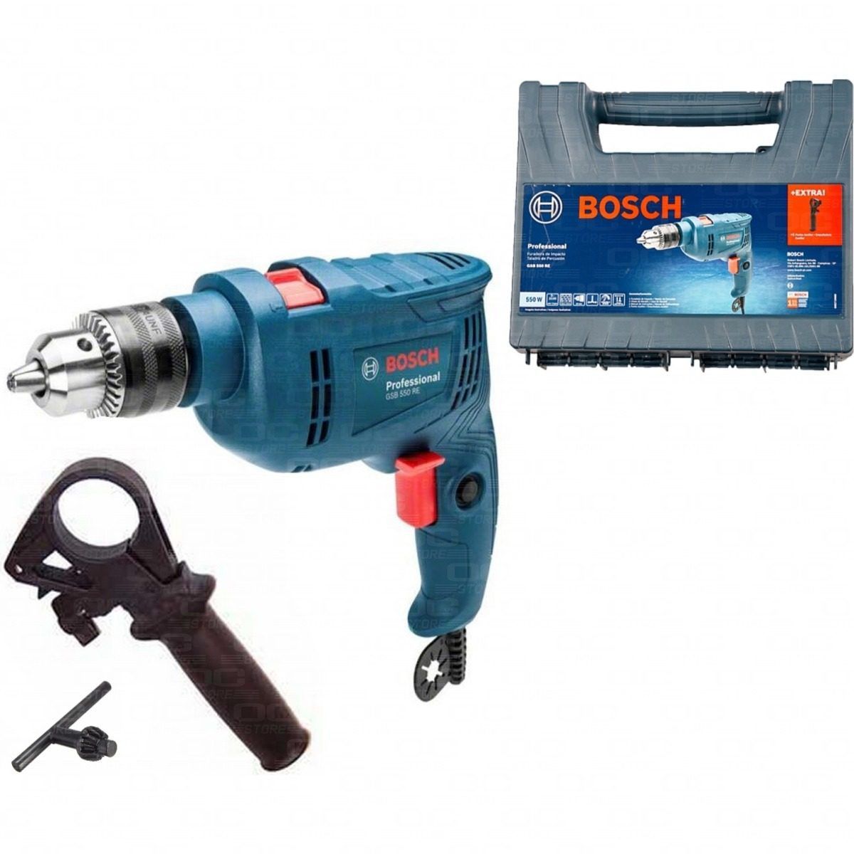 BOSCH - Taladro Percutor 1/2" 550W 49600 gpm + Maleta Bosch GSB 550 RE