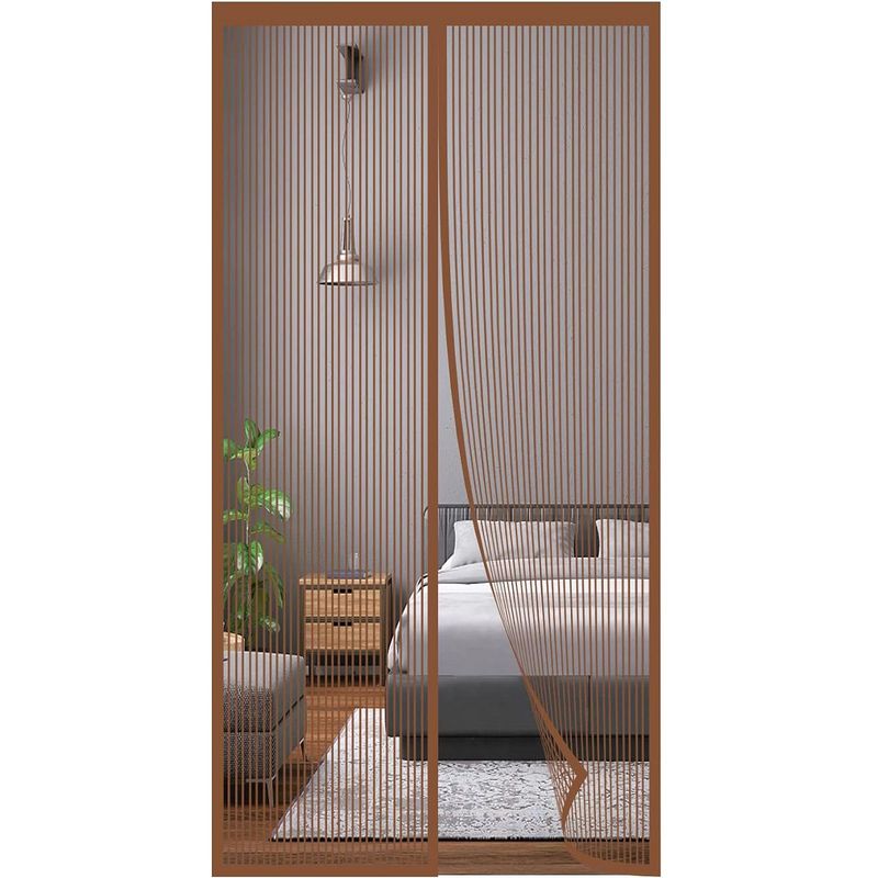 GENERICO - Cortina imantada magnética para puertas antimosquitos - Marrón
