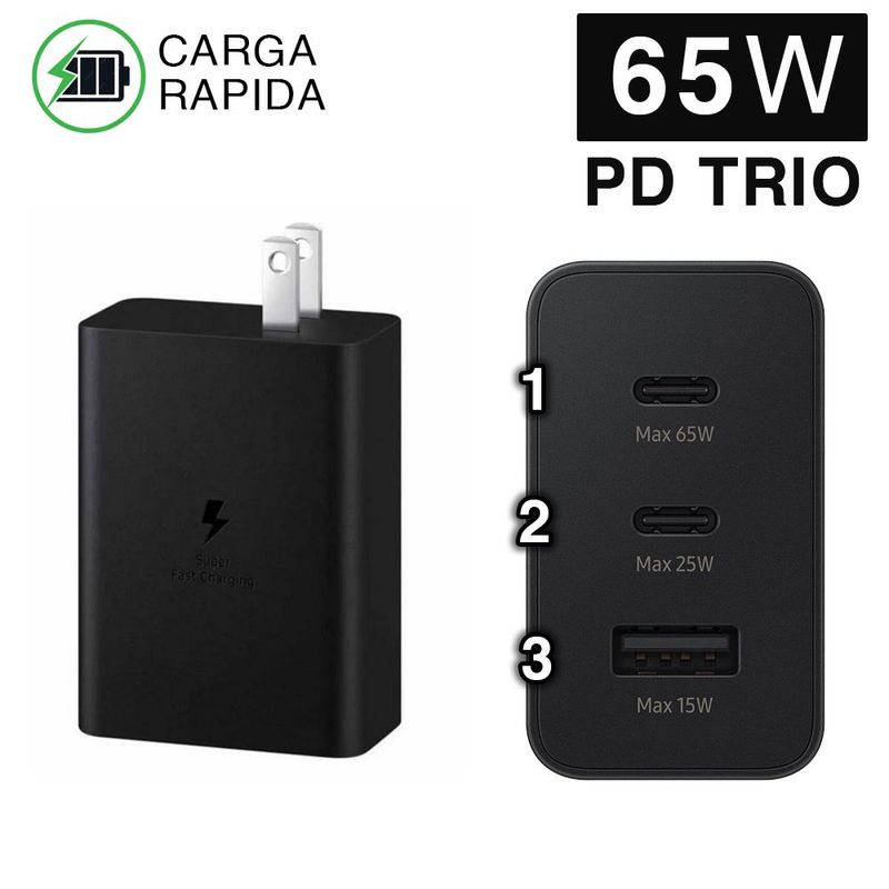 GENERICO - Cargador para Samsung Trio 65W PD Power Adapter Triple S23 Generico