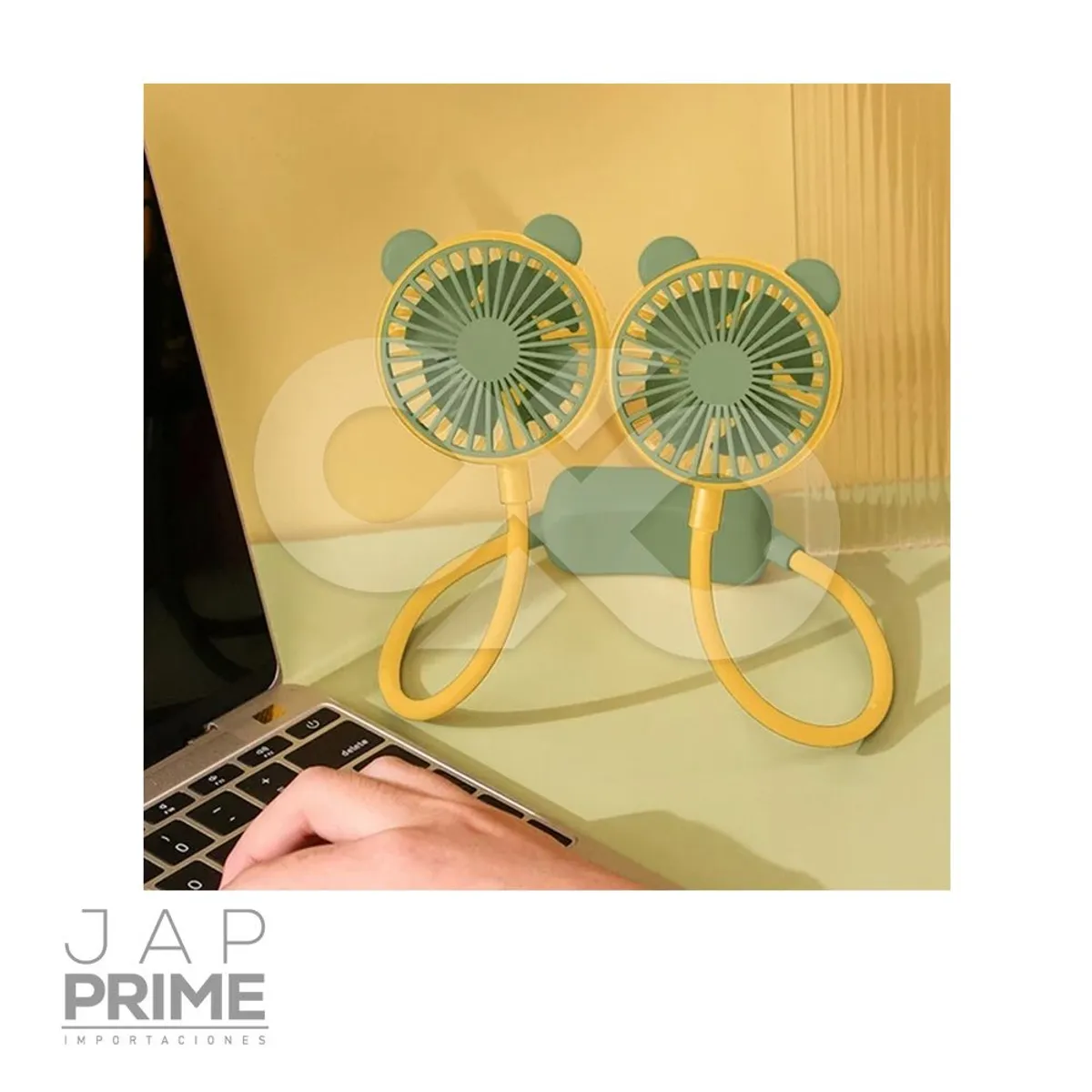 GENERICO - Mini ventilador de cuello portátil USB Kawai Verde Pastel