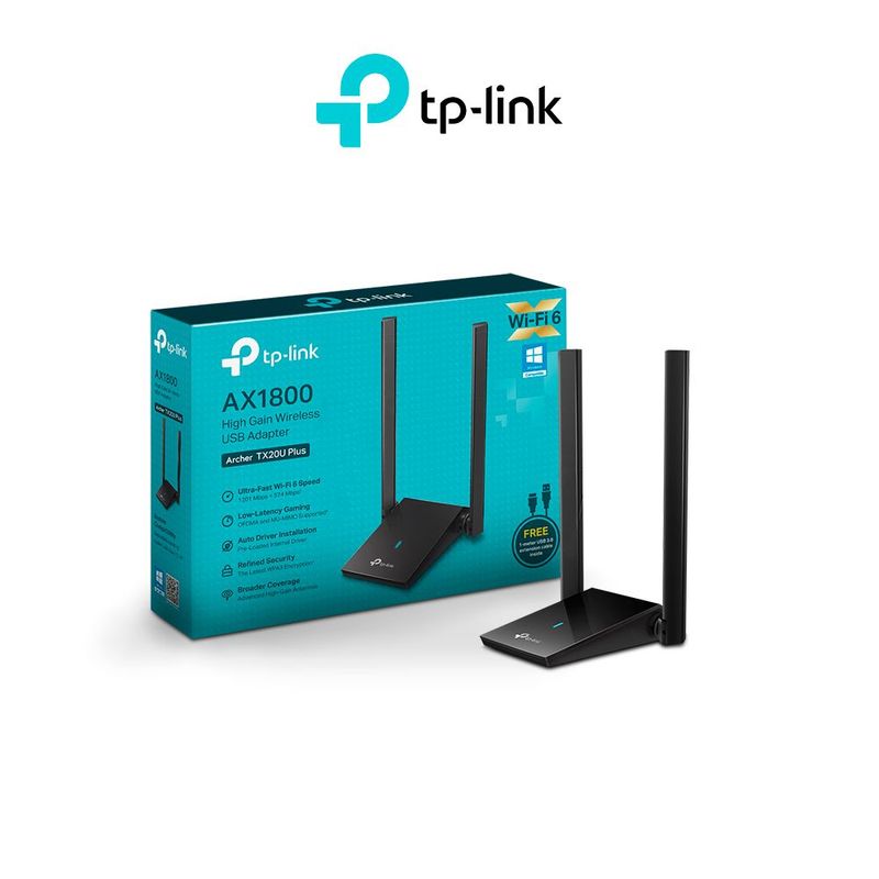 TP LINK - Archer TX20U Plus Adaptador USB Wi-Fi 6 con 2 antenas AX1800 - Tp-Link