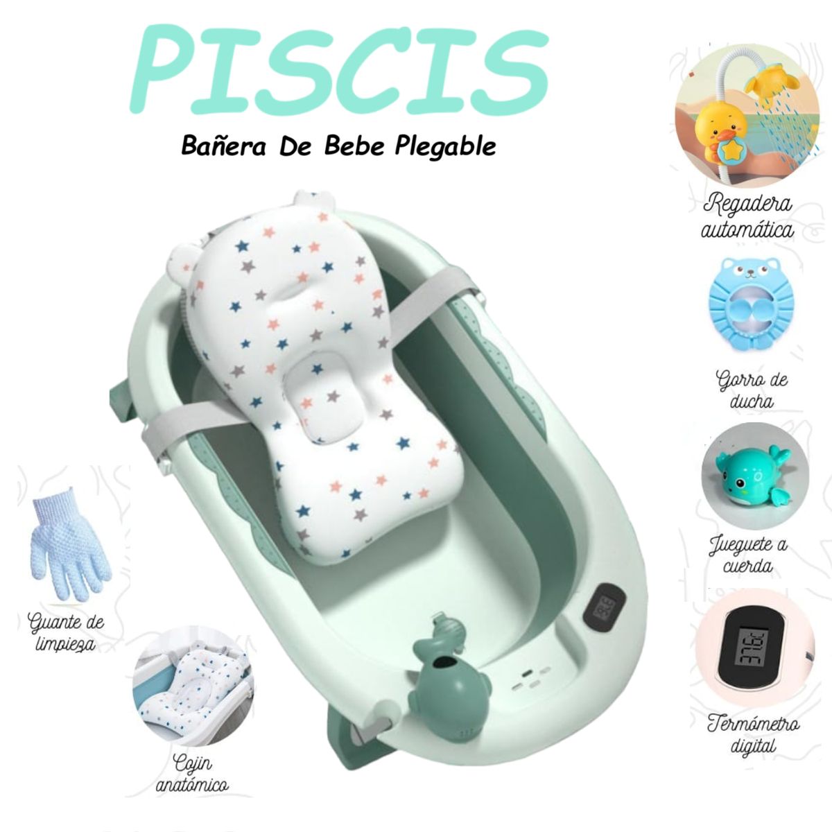 GENERICO - Bañera  Plegable Termometro Digital Piscis V