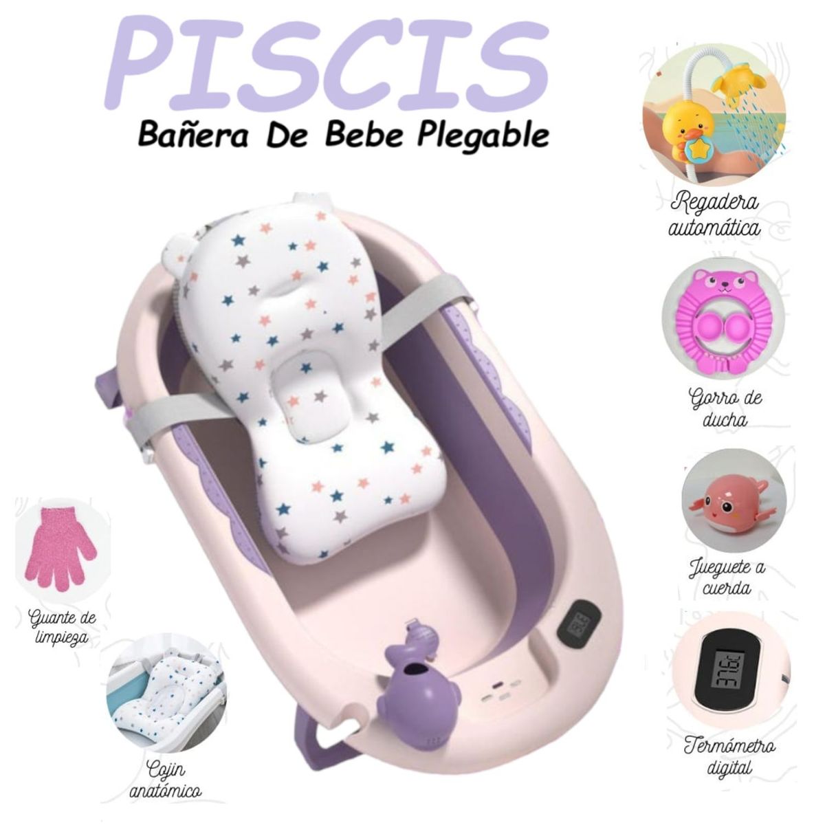 GENERICO - Bañera  Plegable Termometro Digital Piscis M