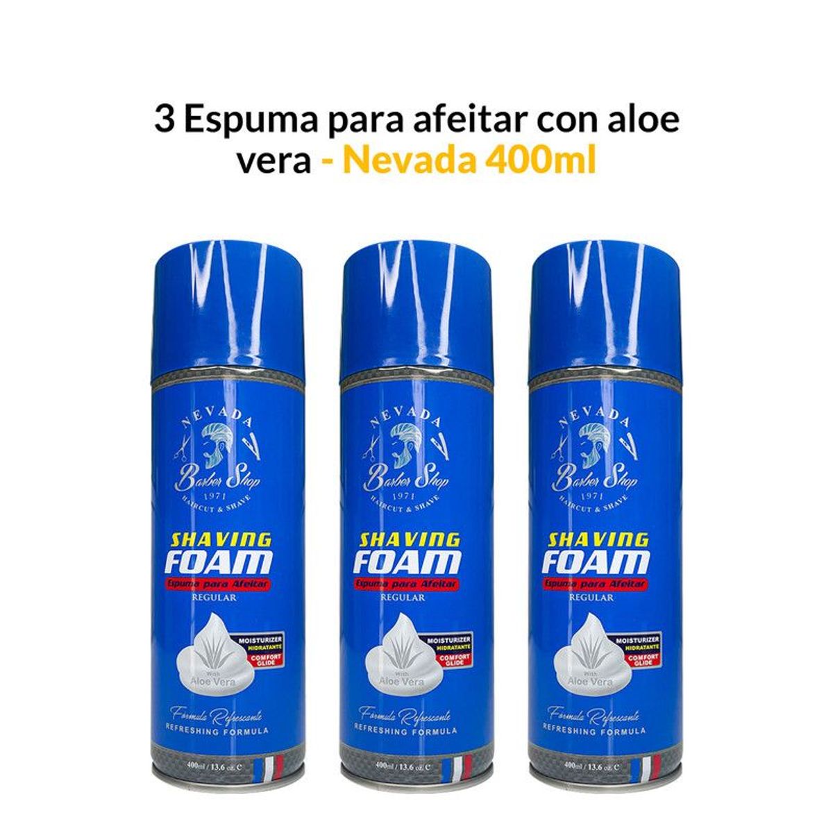 NEVADA NATURAL PRODUCTS - 3 Espuma para afeitar con aloe vera 400ml - Nevada