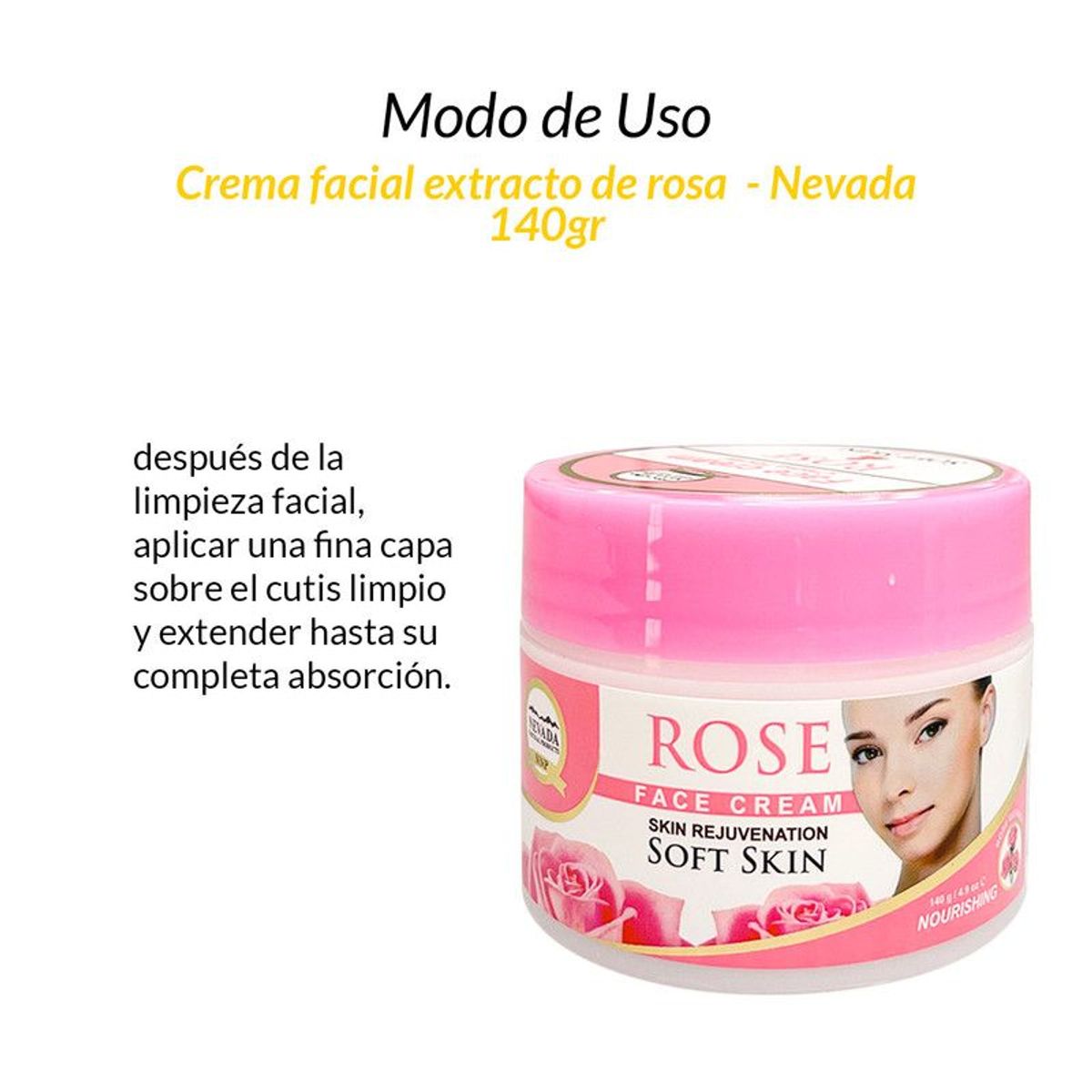 NEVADA NATURAL PRODUCTS - Crema facial extracto de rosa 140g - Nevada