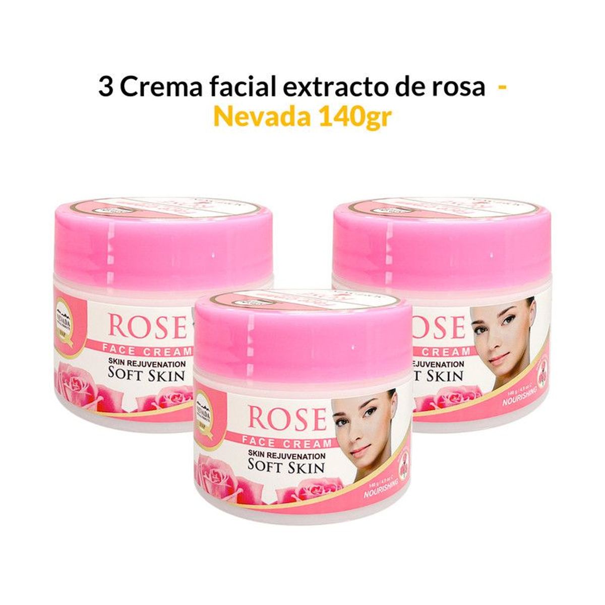 NEVADA NATURAL PRODUCTS - 3 Crema facial extracto de rosa 140g - Nevada