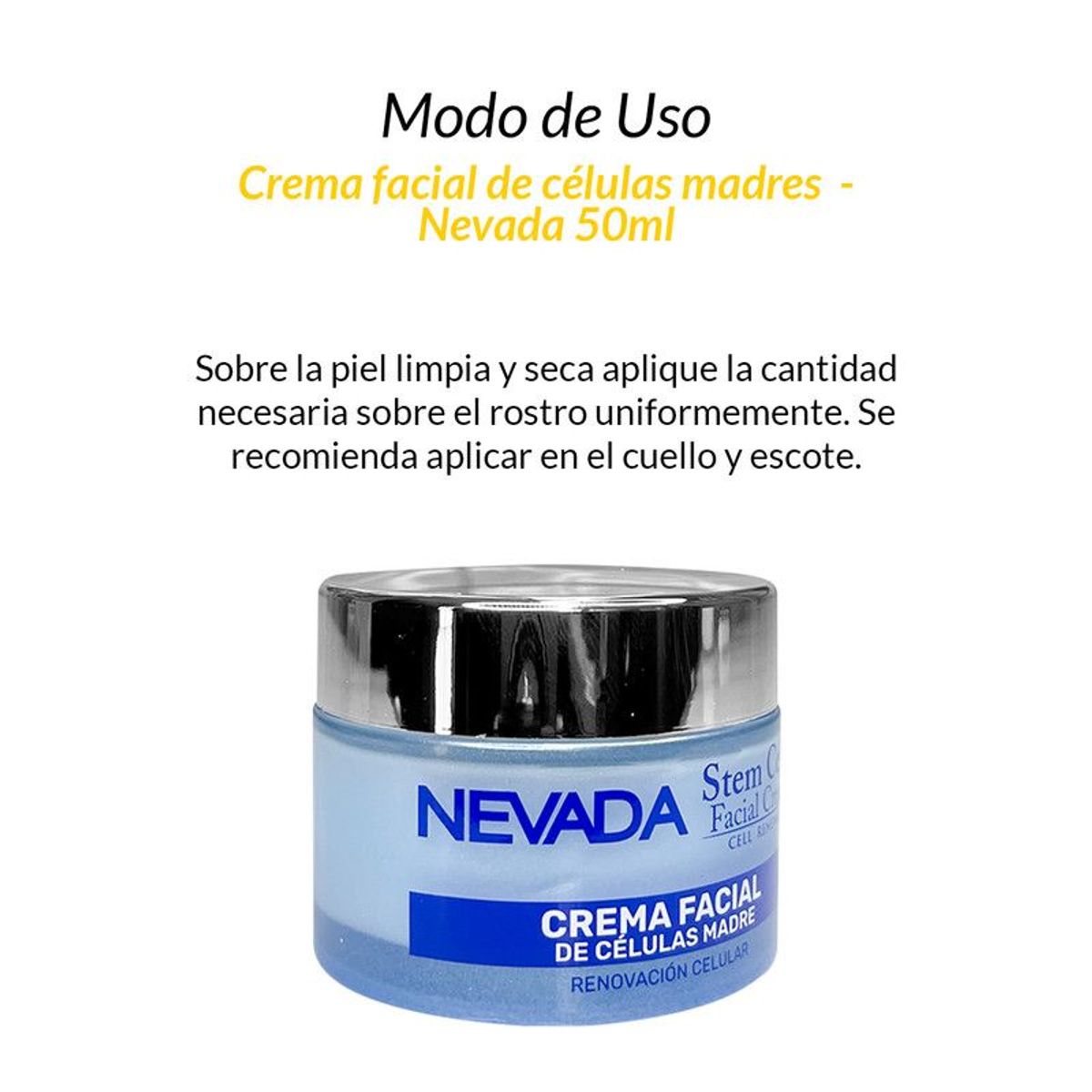 NEVADA NATURAL PRODUCTS - Crema facial de células madres 50ml - Nevada