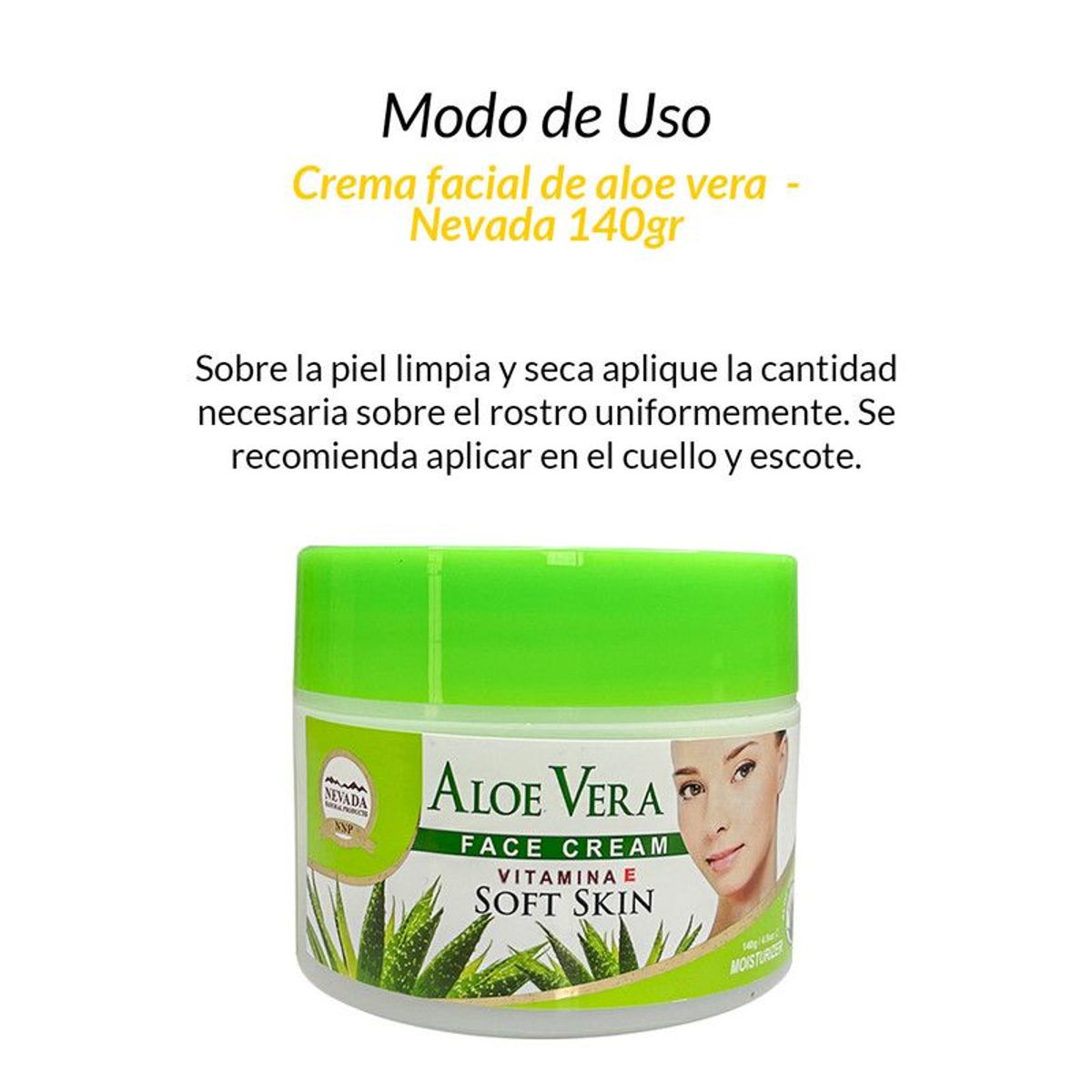 NEVADA NATURAL PRODUCTS - Crema facial de aloe vera 50ml - Nevada