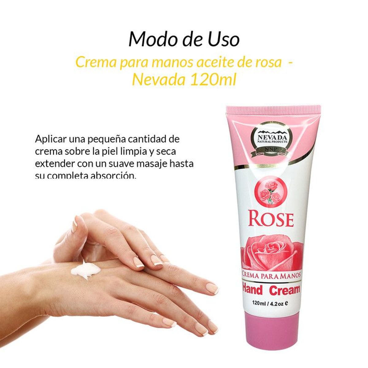 NEVADA NATURAL PRODUCTS - Crema para manos aceite de rosas 120ml - Nevada.
